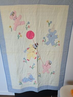 Vintage 1953 Hand Made Baby Quilt